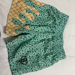 Playful Patterned Teal Kids Shorts
